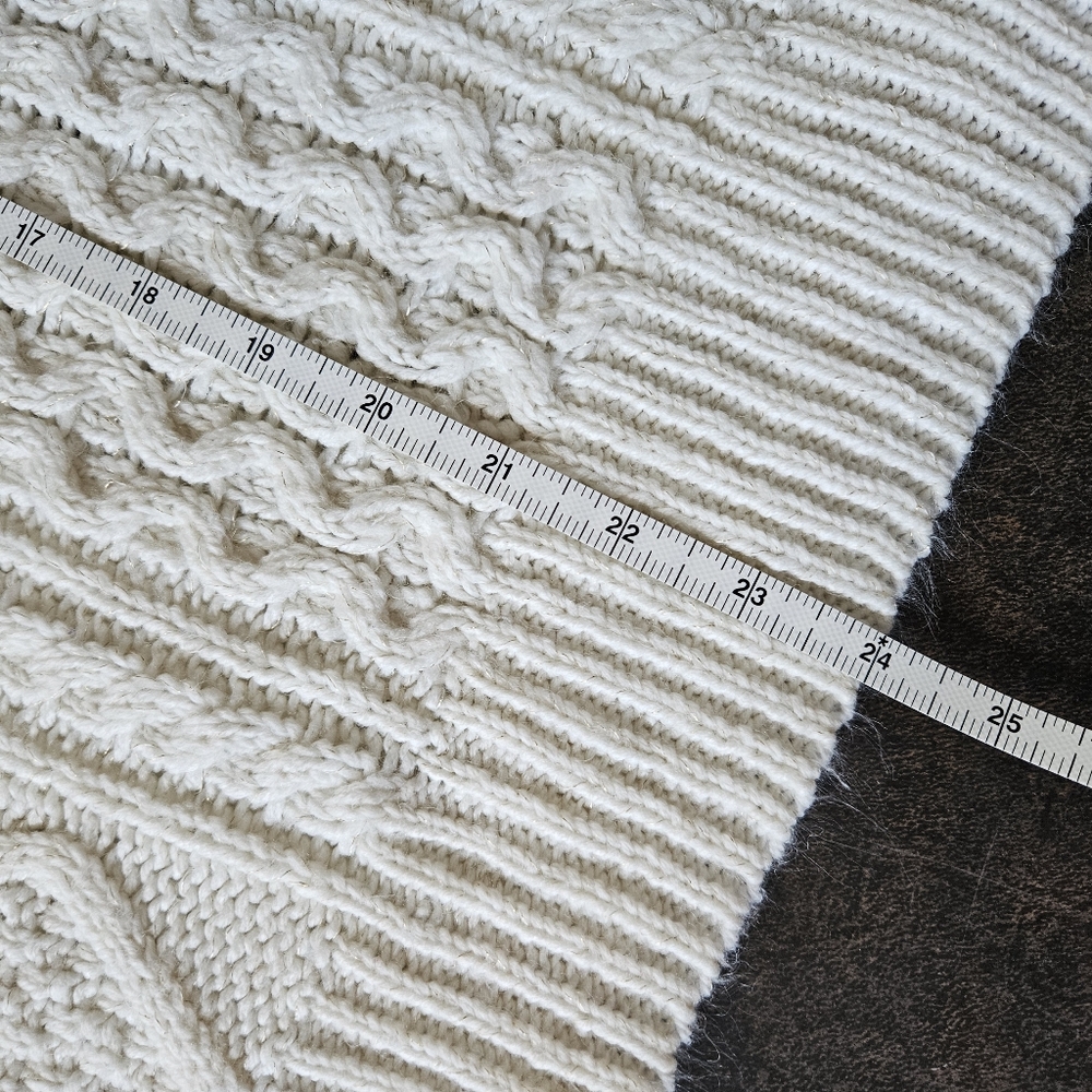 Ivory Cable Knit Sweater With Gold Specs. - Picture 8 of 9
